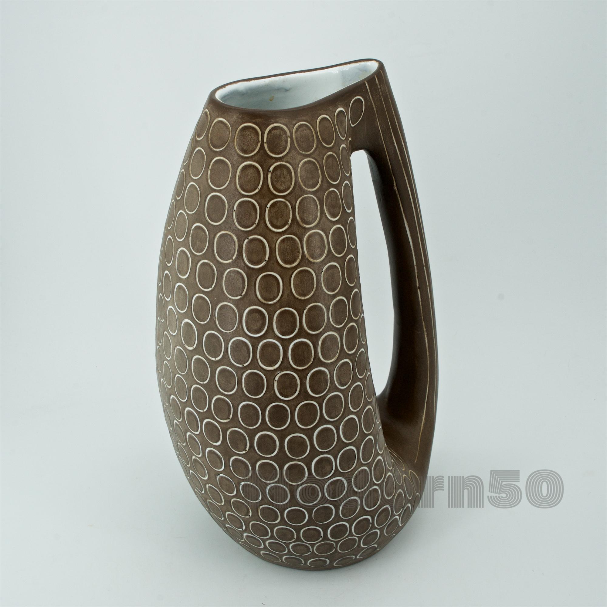 Mid-Century moderno 1950 Midcentury Zaccagnini Svedese Pottery Vase Geometric Organic Italy in vendita