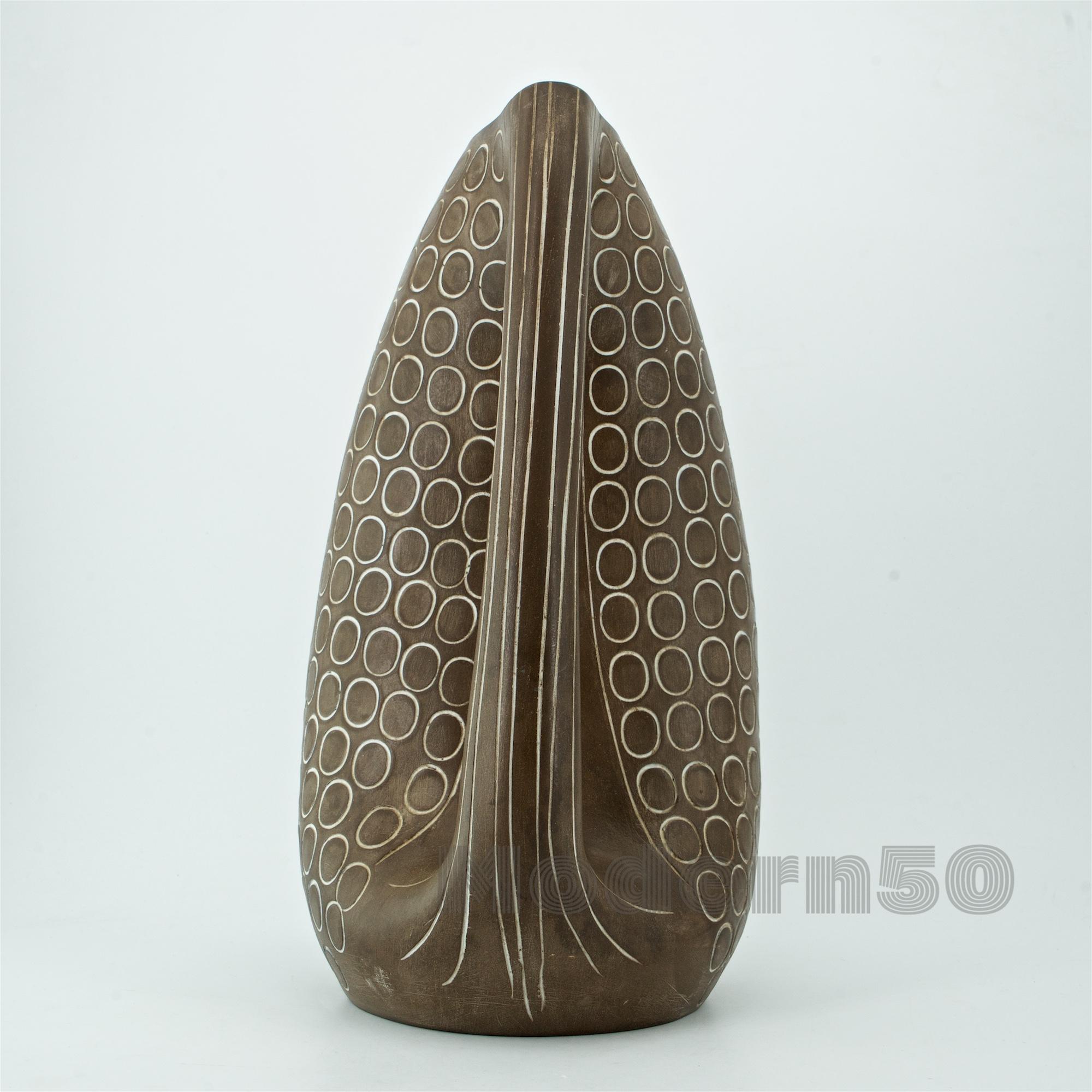 1950er Jahre Mitte des Jahrhunderts Zaccagnini Svedese Keramik Krug Vase Geometrisch Organisch Italien im Zustand „Gut“ im Angebot in Hyattsville, MD