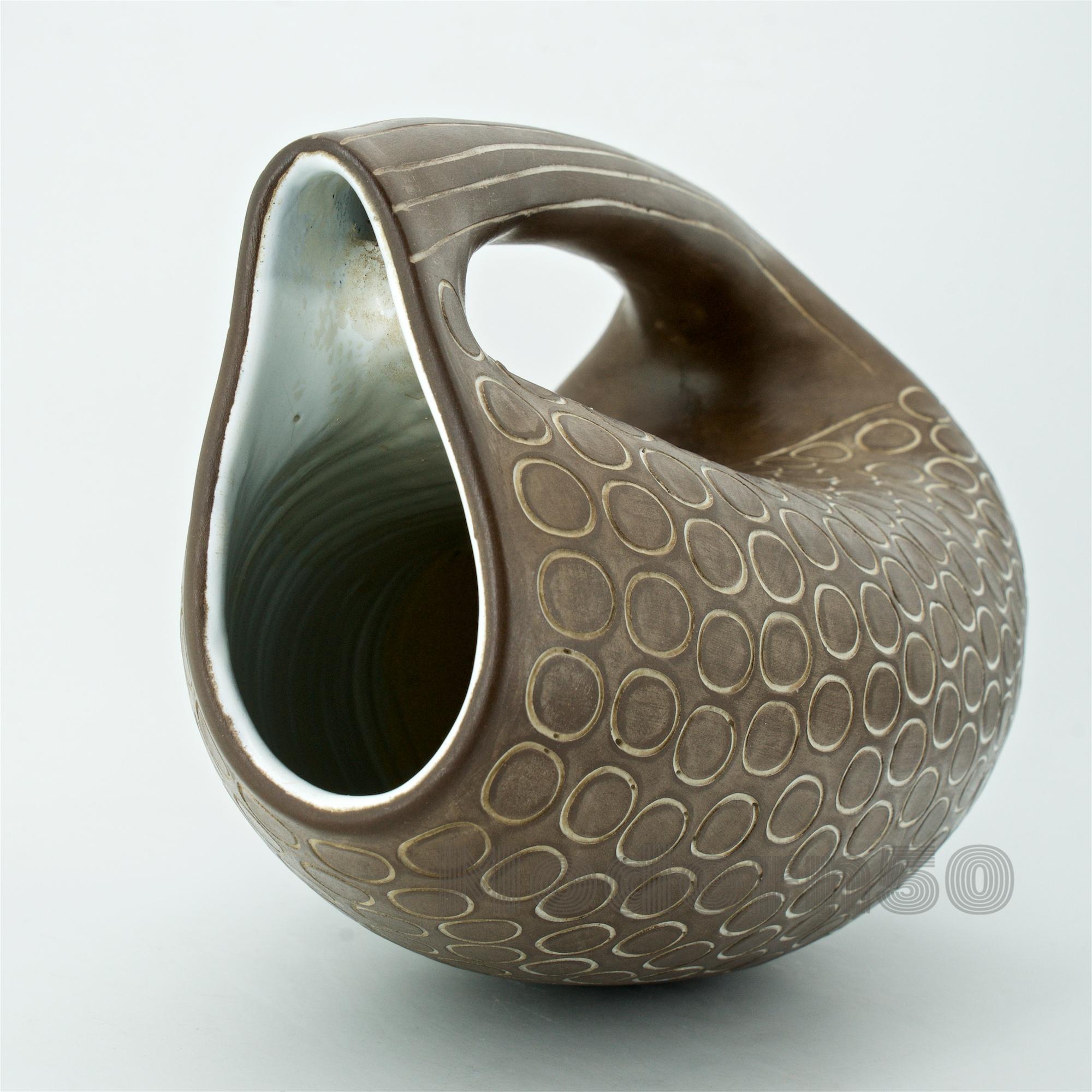 1950 Midcentury Zaccagnini Svedese Pottery Vase Geometric Organic Italy in vendita 1