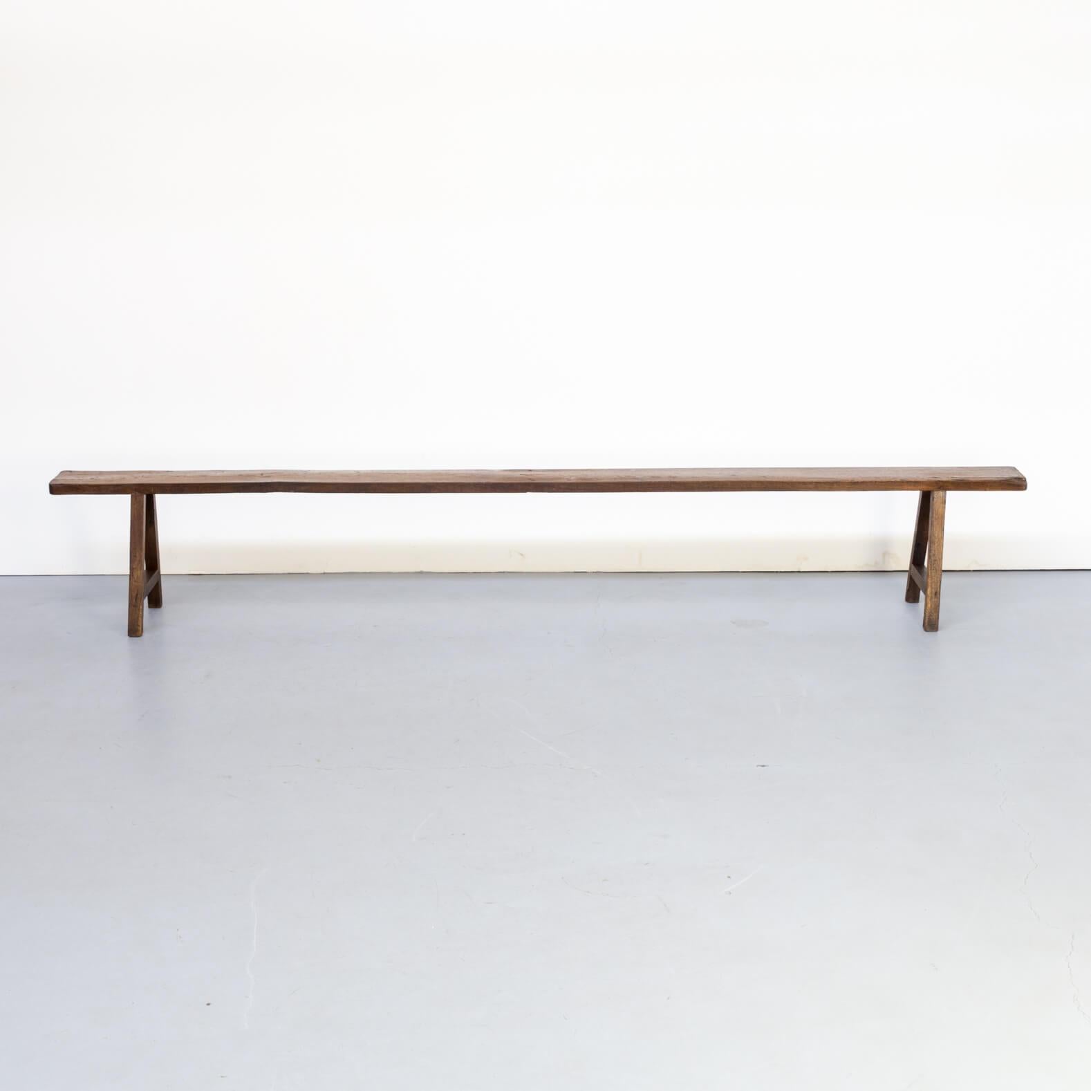 This bench shows its organic shapes and is after all those years still as beautiful as functional. A fine example of timeless design. The bench is tall, with its 300cm and also firm and stable to sit on. High quality building in beautiful aged