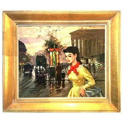 1955 Original Oil on Canvas Painting "Le Madeleine a Paris" by, Francois Gerome