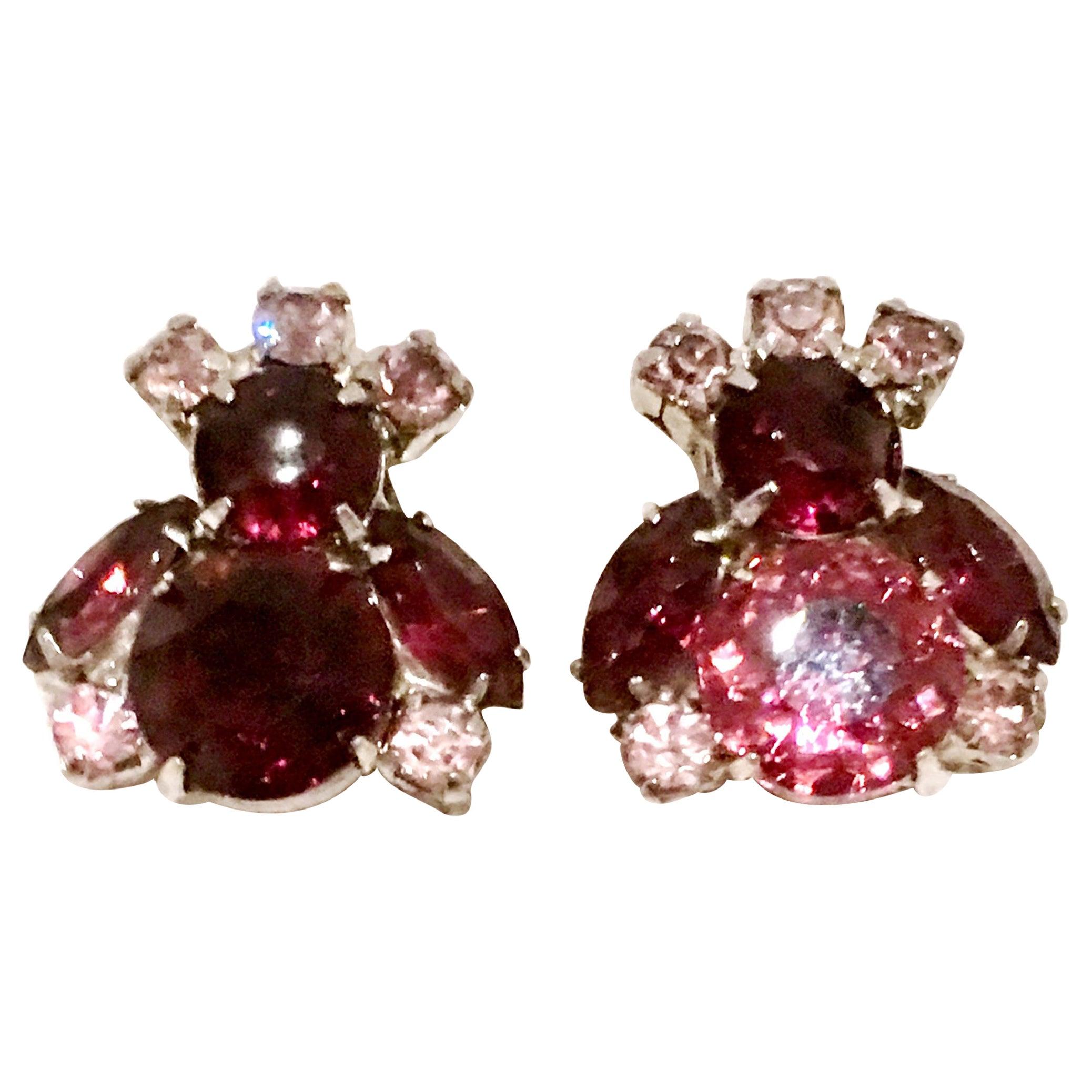 50
S Pair Of Silver 
Austrian Crystal "Bumble Bee" Form Earrings For Sale