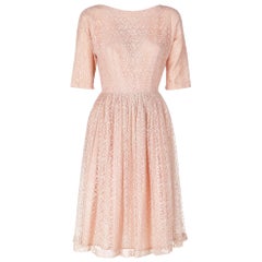 Vintage 50s Pink Lace Midi Dress