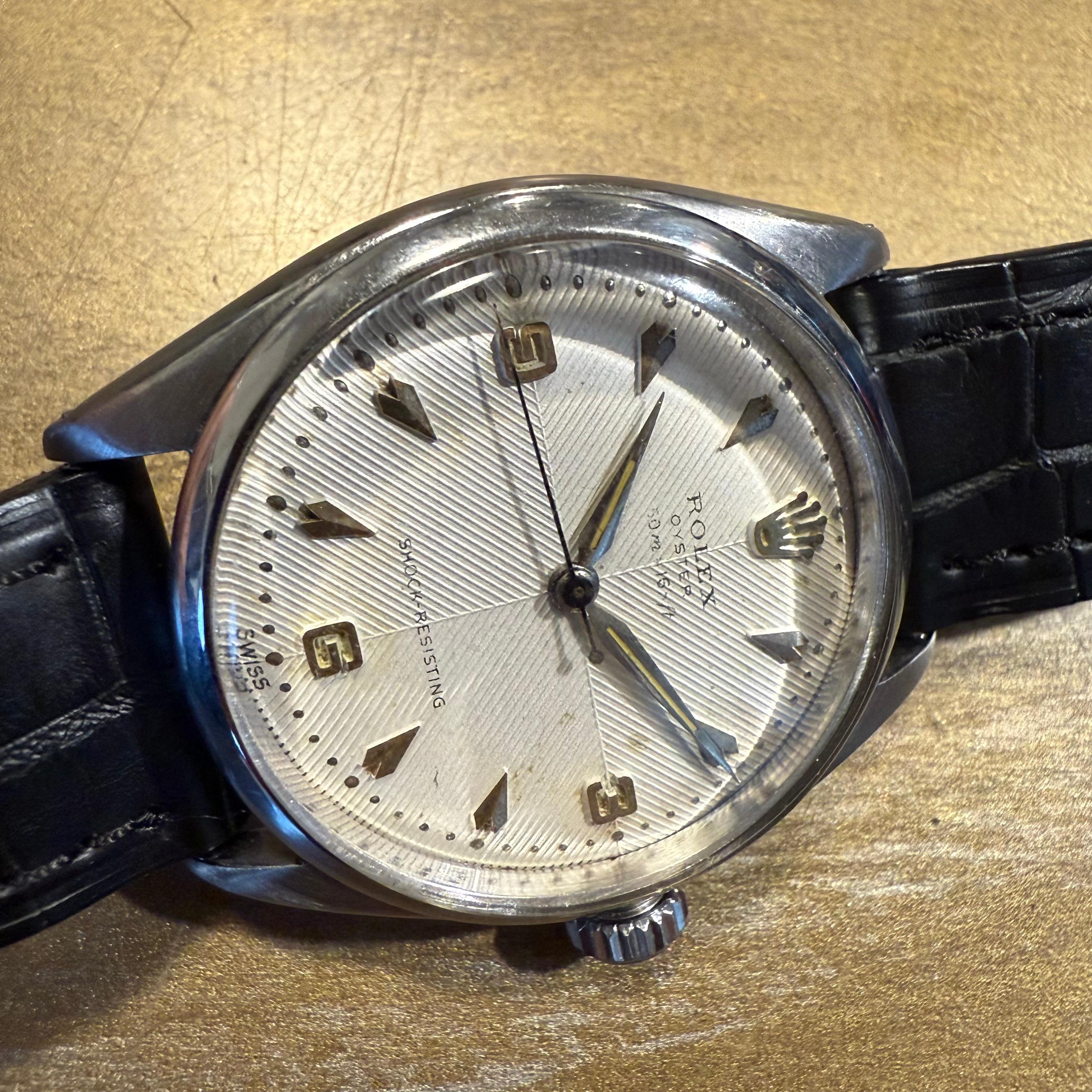 Uomo Rolex Oyster Resistente agli Urti degli anni '50 Ref. 6484 Quadrante Chevron in vendita