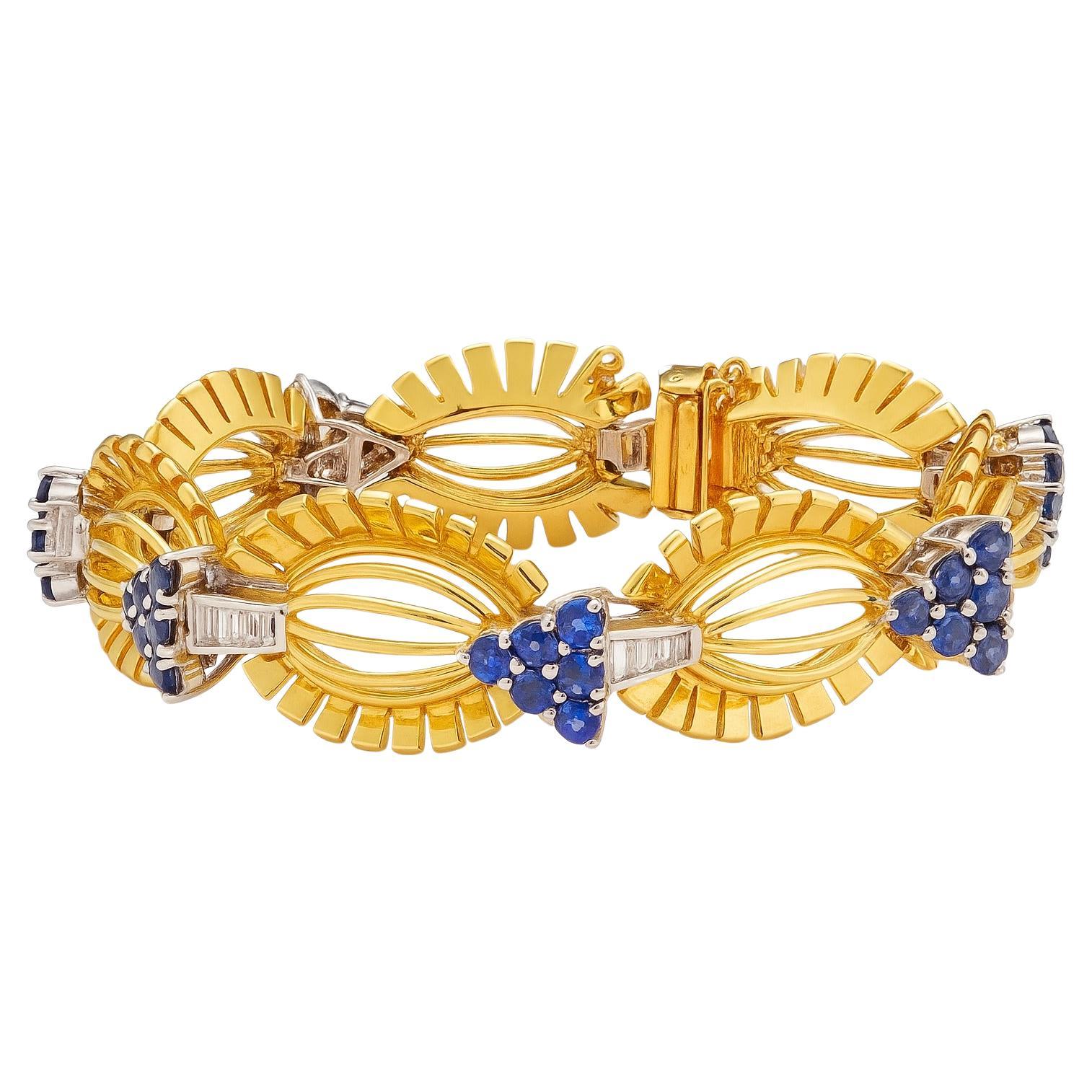 Anni
50 epoca retrò 10,24 carati Tiffany
Co. Bracciale con zaffiri e diamanti