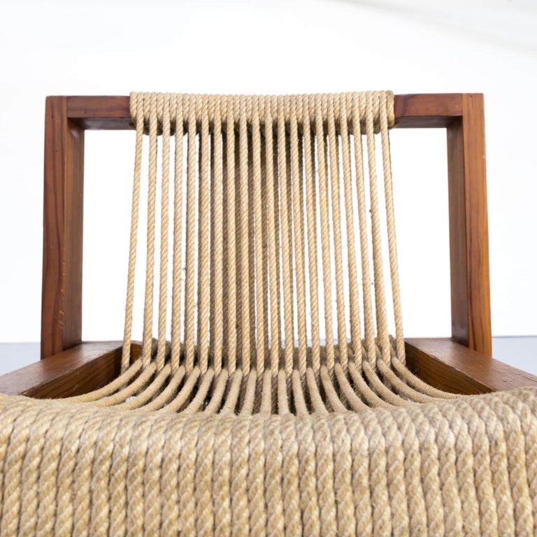 1950s Rope Chair in Pine Wood For Sale at 1stDibs