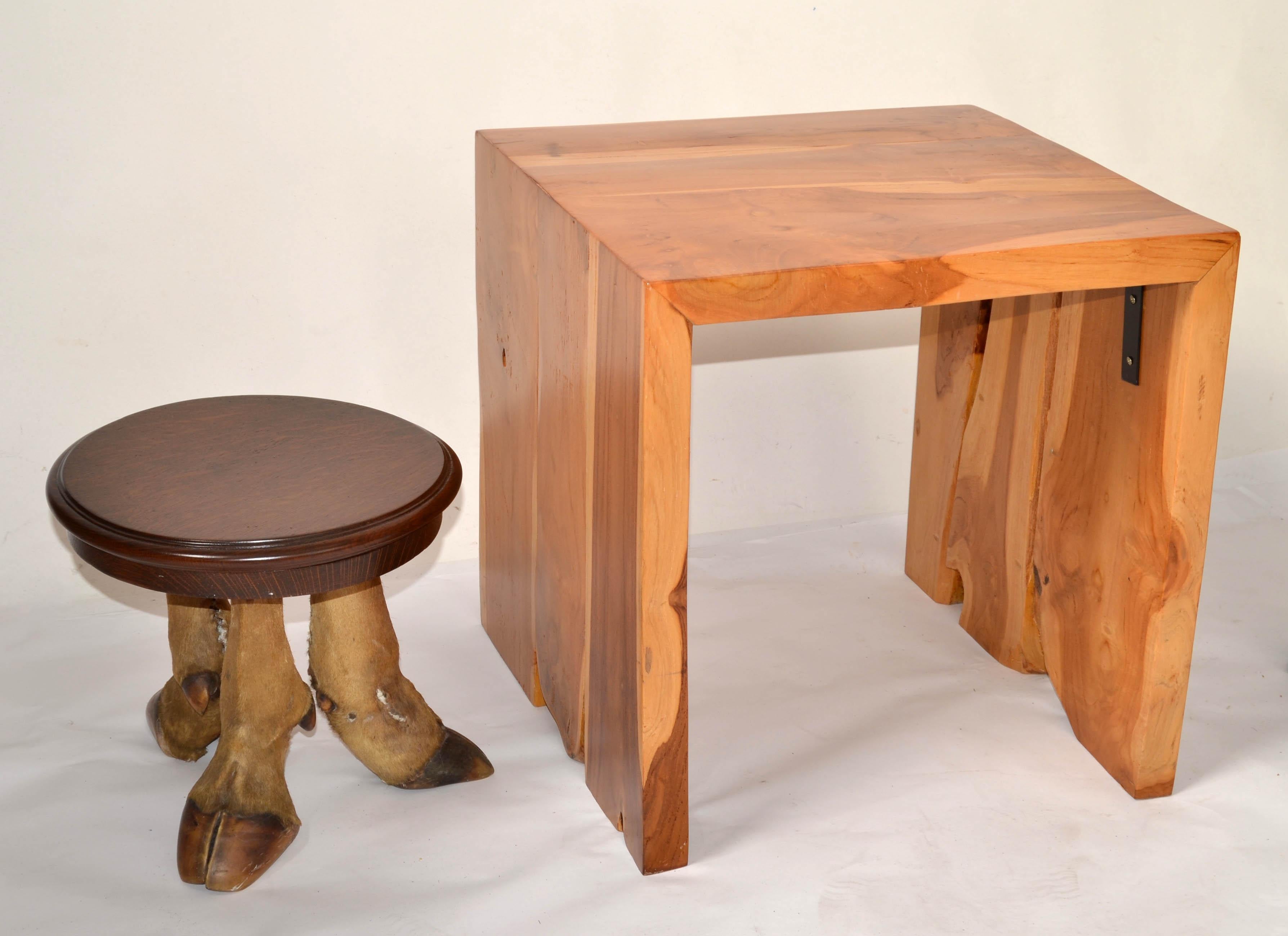 50s Rustic European Taxidermy Oak Top Low Table Bonsai Stand Mid-Century Modern In Good Condition For Sale In Miami, FL