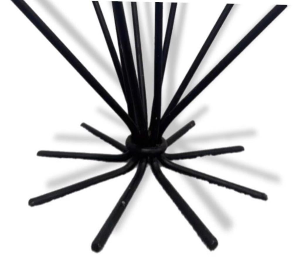 Danish 50s Scandinavian Wrought Iron 9Light Ljusstake Starburst Vintage Menorah Denmark For Sale
