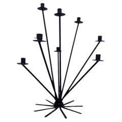 50s Scandinavian Wrought Iron 9Light Ljusstake Starburst Vintage Menorah Denmark