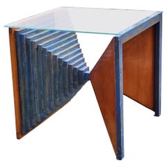 50s Sculpted Wooden Coffee Table, Brutalist and Minimalist, France, 1950