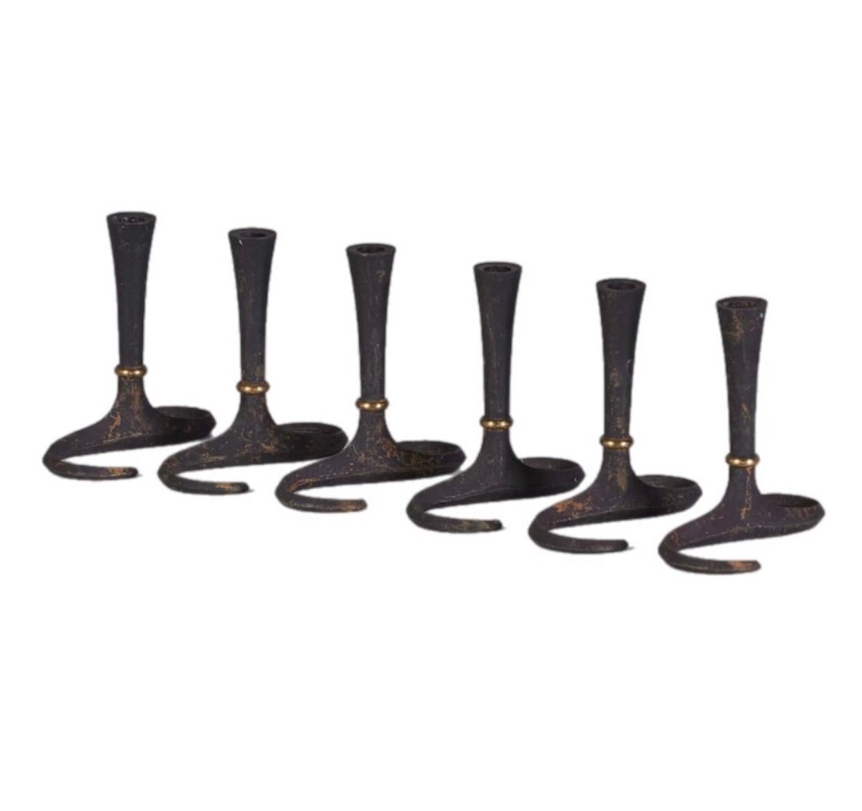 Set di 6 portacandele Dansk in ghisa con base ad S Jens Quistgaard Danimarca in vendita 2