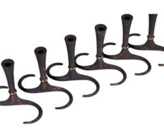 50s Set of 6 Dansk Cast Iron S Base Taper Candle Holders Jens Quistgaard Denmark