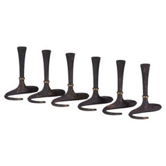 50s Set of 6 Dansk Cast Iron S Base Taper Candle Holders Jens Quistgaard Denmark