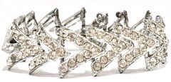 50’S Silver & Swarovski Crystal "V" Link Bracelet By, Coventry