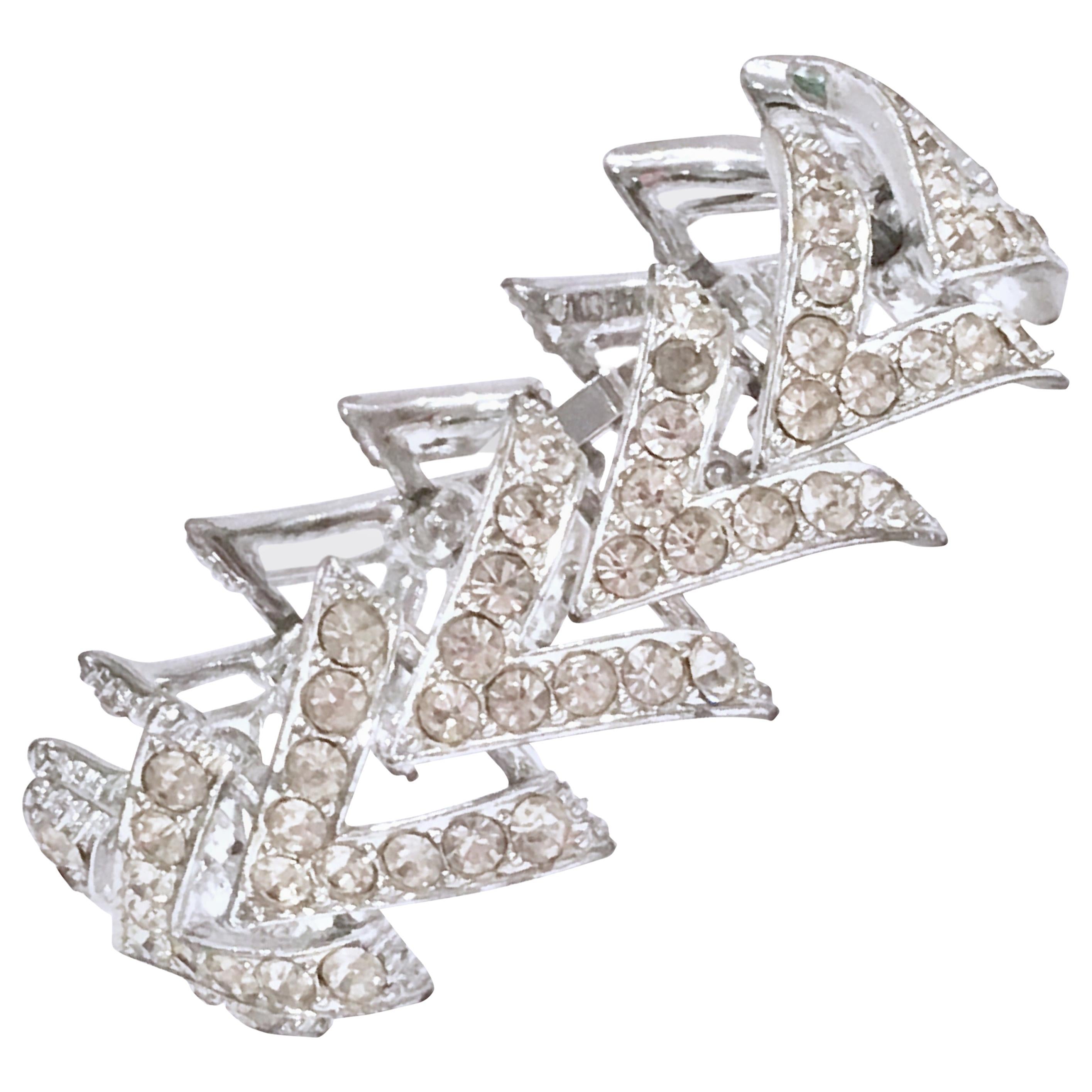 50’S Silver & Swarovski Crystal "V" Link Bracelet By, Coventry For Sale