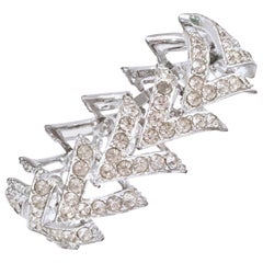 50’S Silver & Swarovski Crystal "V" Link Bracelet By, Coventry