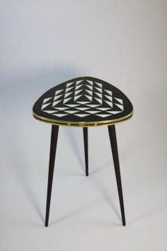 50s Style Side Table, Console, Black / White, 3 Elegant Legs, new