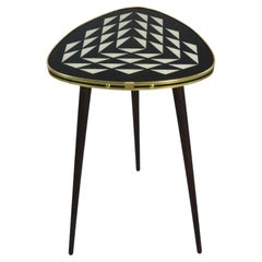 50s Style Side Table, Console, Black / White, 3 Elegant Legs, new