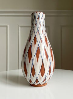 1940s Gabriel Keramik Swedish Checkered Stripes Vase