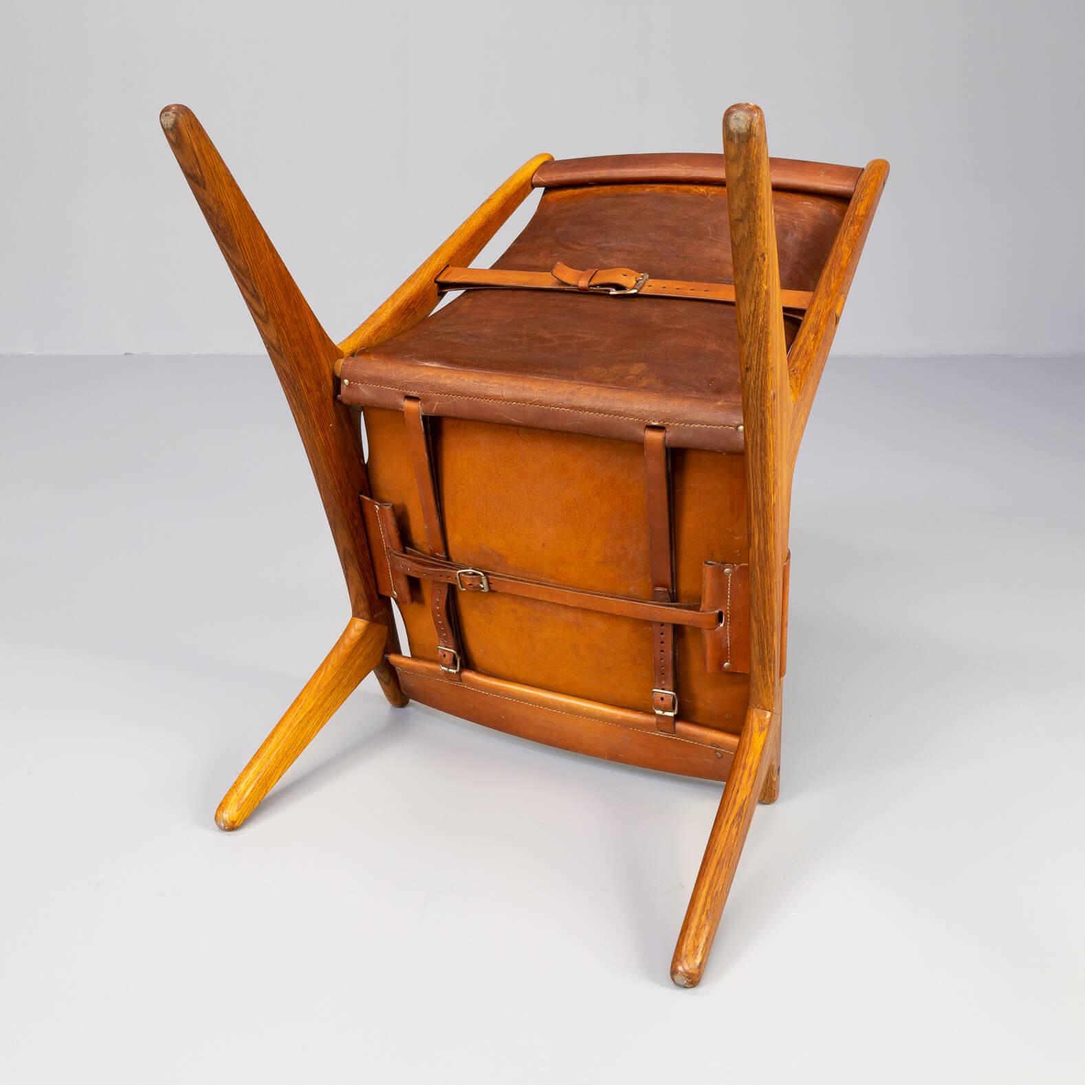 Leather 50s Uno & Östen Kristiansson Hunting Chair by for Luxus For Sale