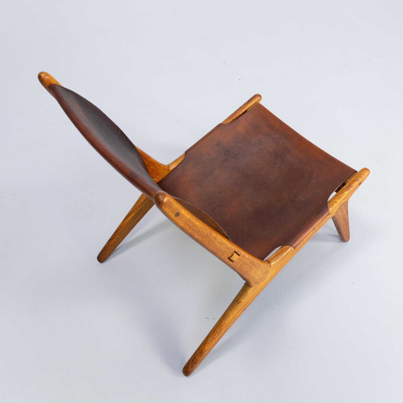 Leather 1950s Uno & Östen Kristiansson model 204 Hunting Chair by for Luxus For Sale