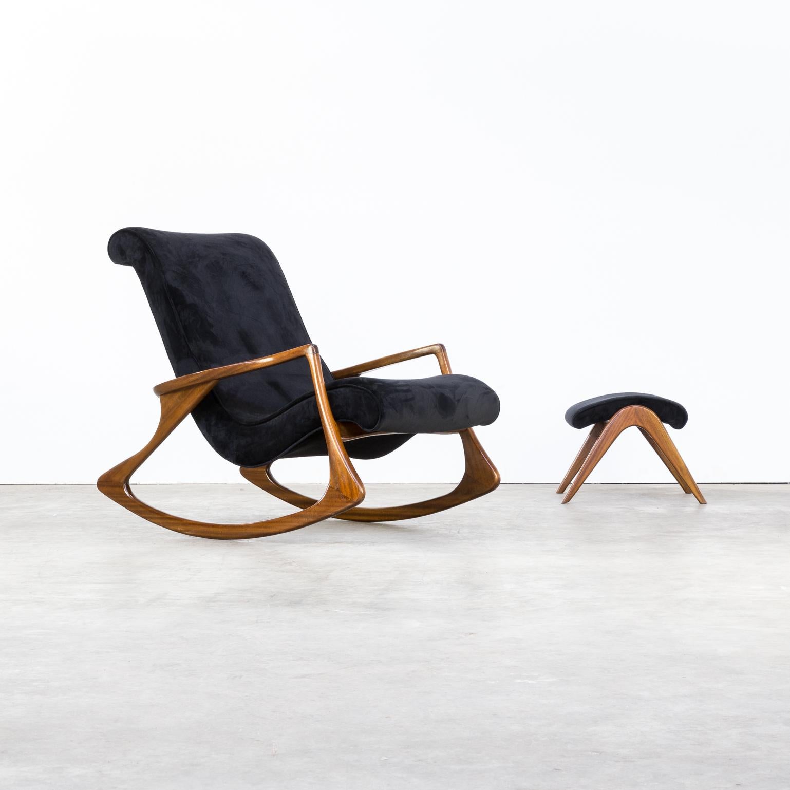 1950s upholstered rocking chair