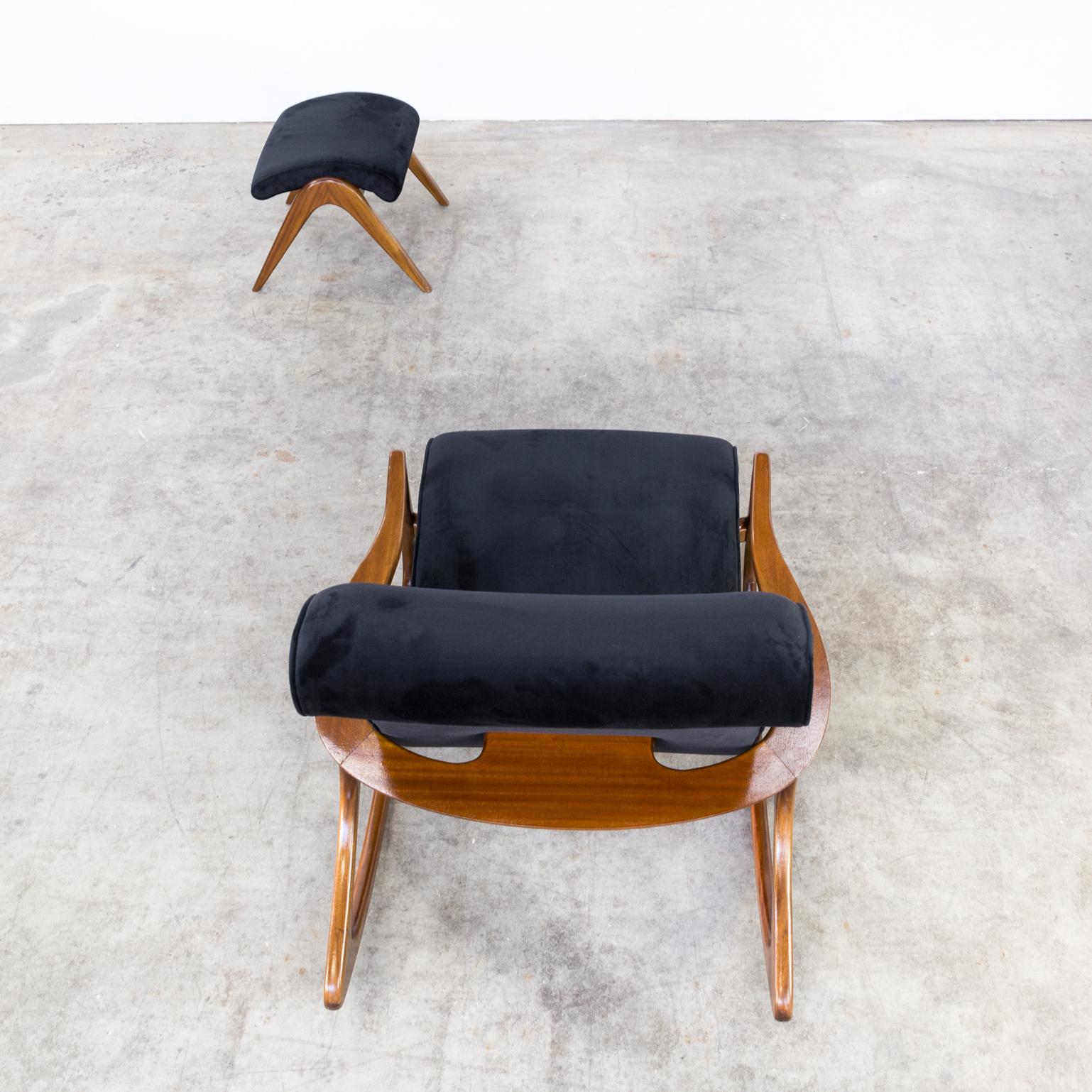 1950s Vladimir Kagan Model 175F and 175GH New Upholstered Rocking Chair In Good Condition In Amstelveen, Noord