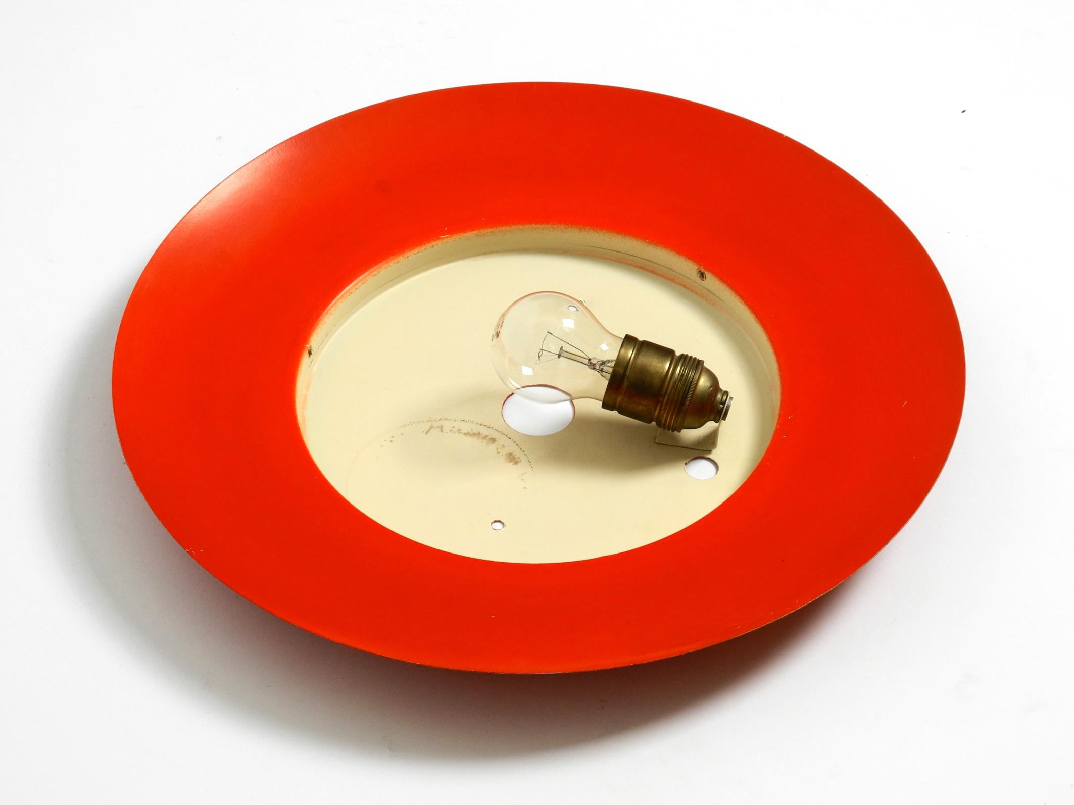 Mid-20th Century 50s wall or ceiling lamp made of glass with metal reflector from Kaiser Leuchten