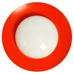 Retro 50s wall or ceiling lamp made of glass with metal reflector from Kaiser Leuchten