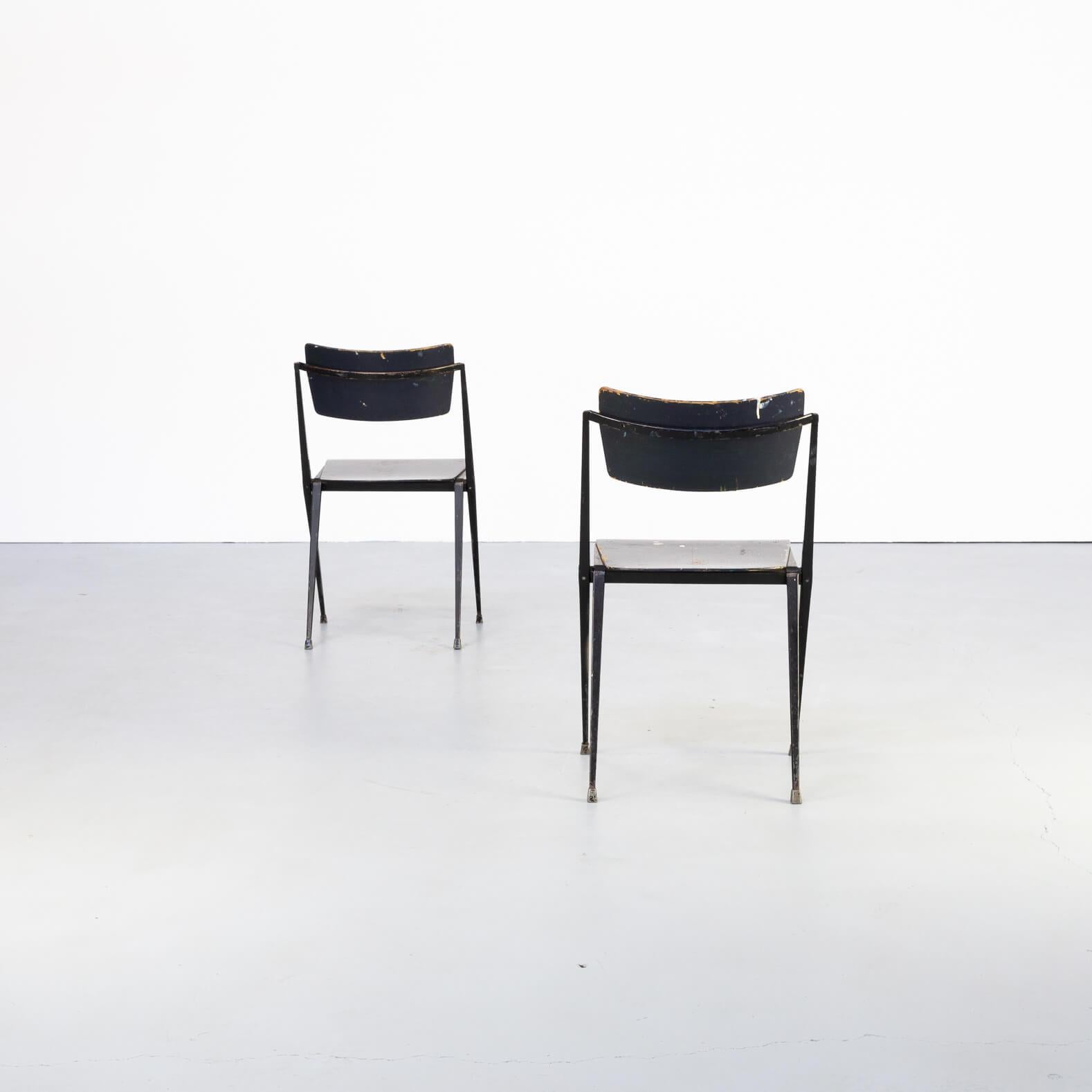 Metal 1950s Wim Rietveld ‘Pyramid’ Chair for Ahrend de Cirkel Set/2 For Sale