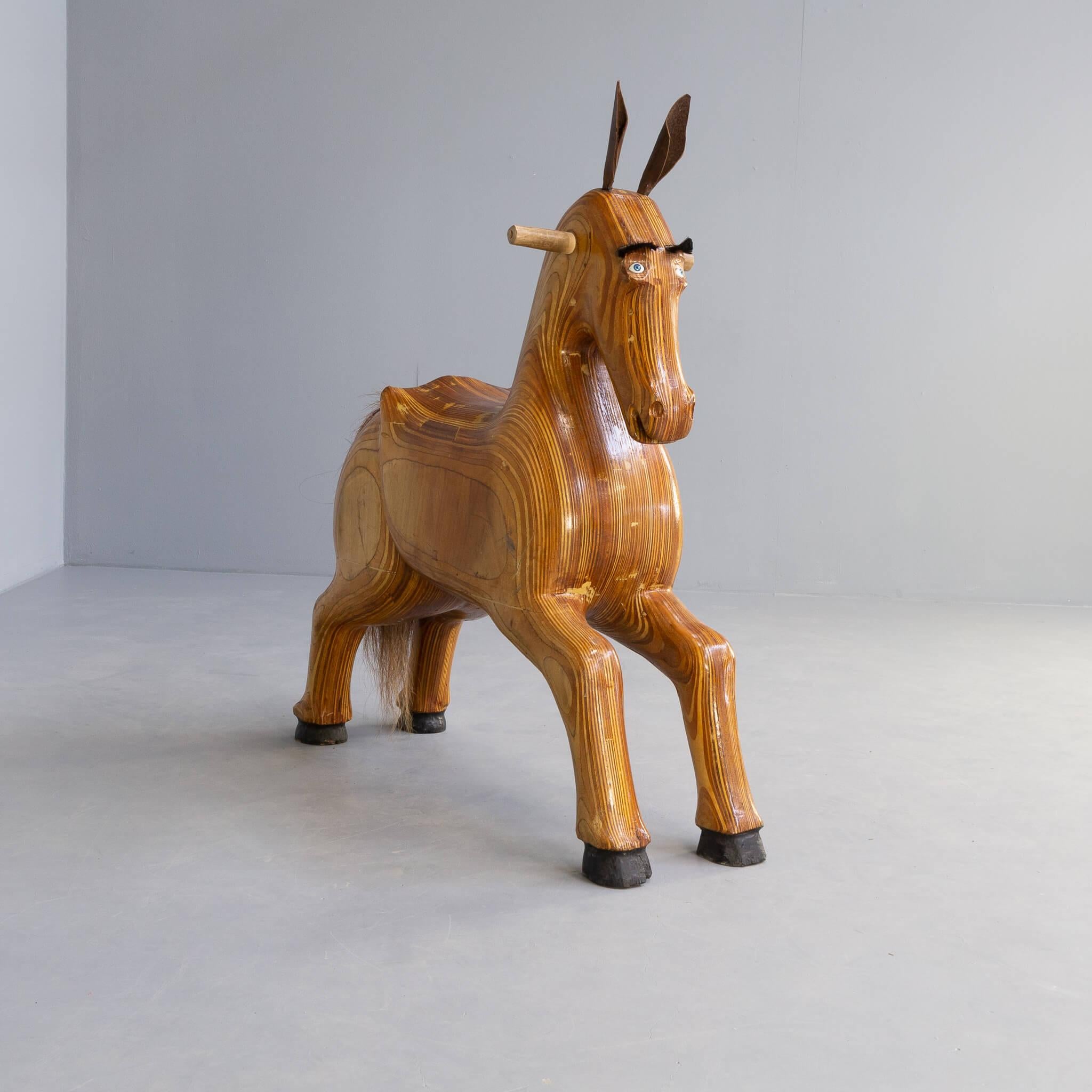 Dutch 50s Wooden Decorative Horse For Sale