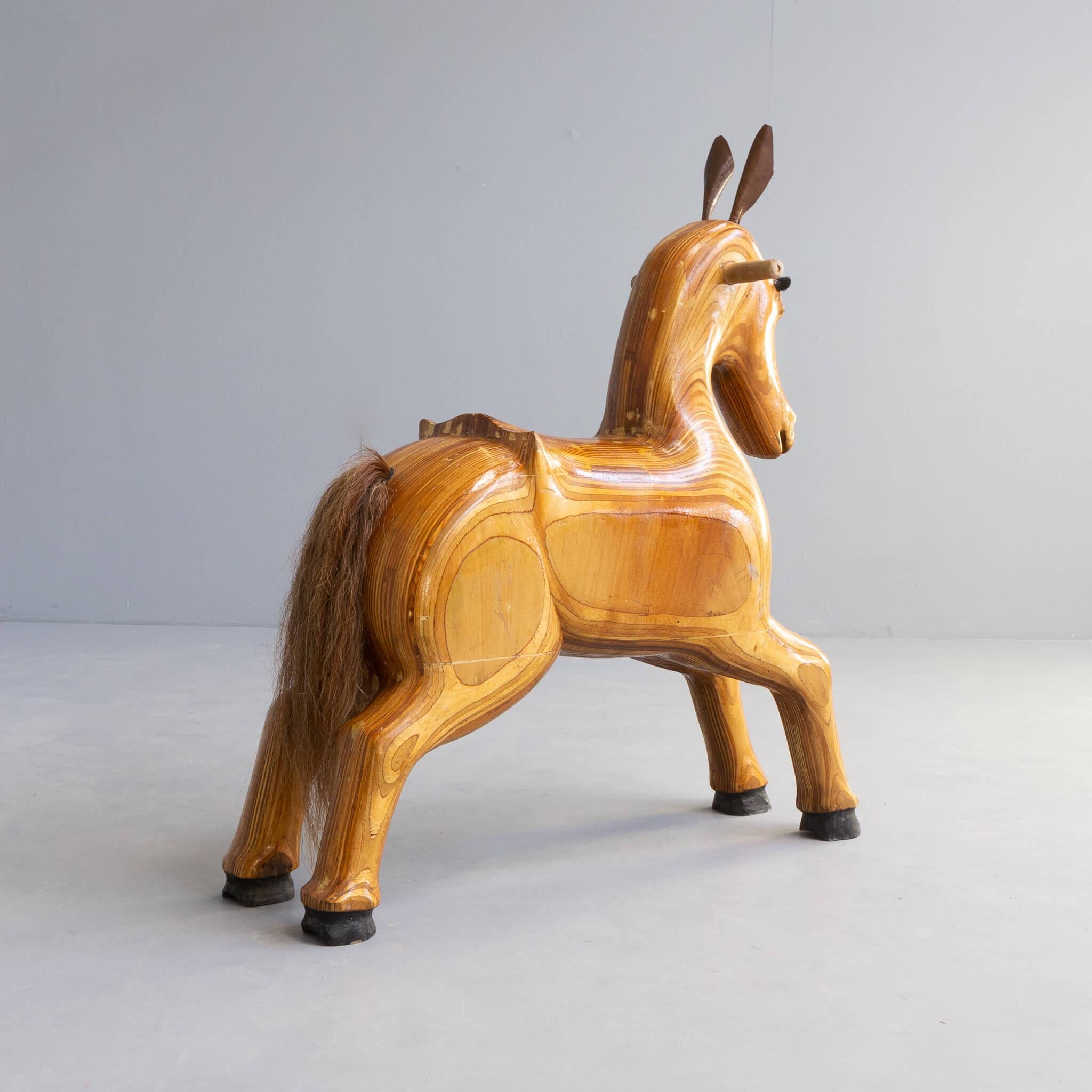 20th Century 50s Wooden Decorative Horse For Sale