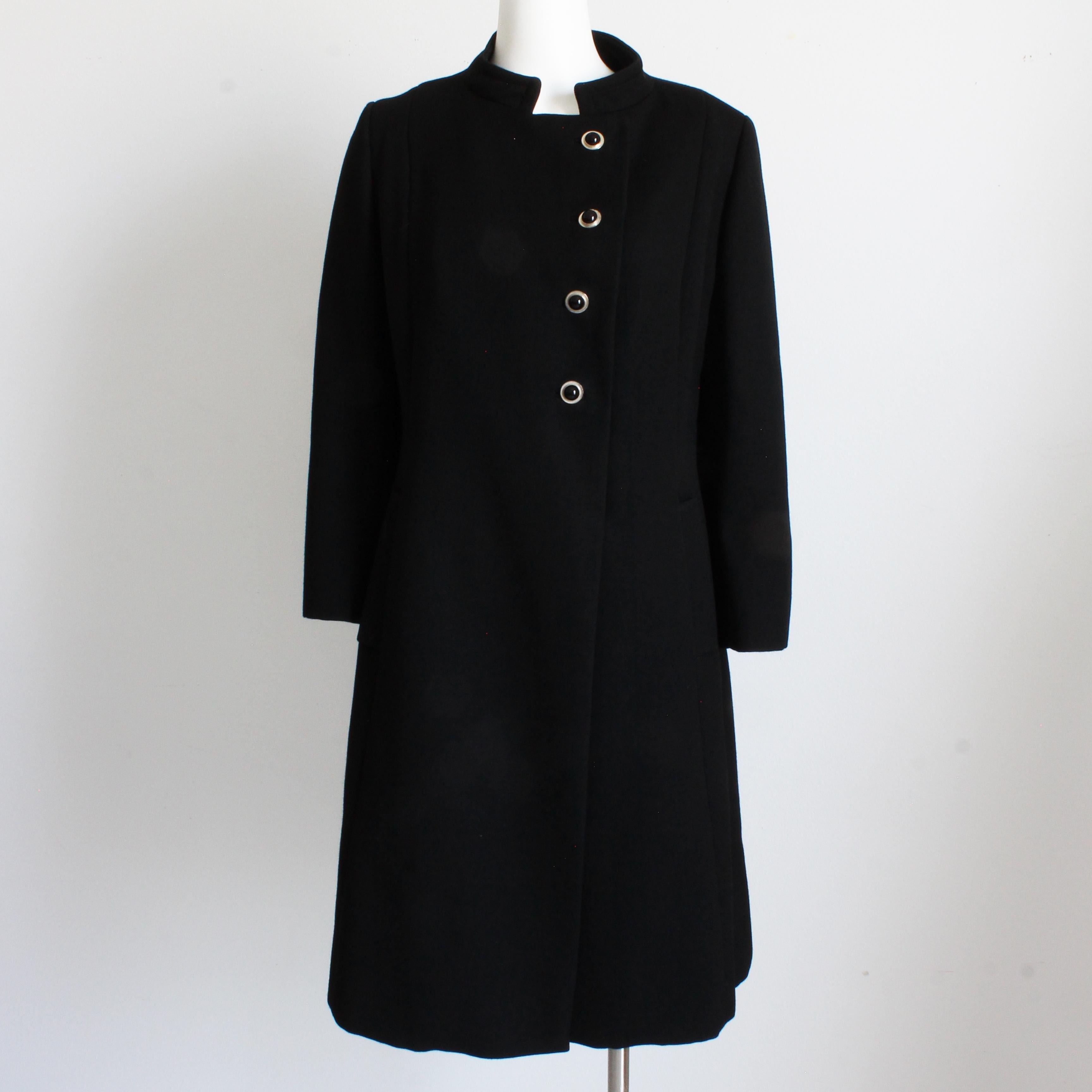 Women's 50s Wool Coat by Zelinka Matlick Military Style Tailored Sculptural Collar Rare For Sale