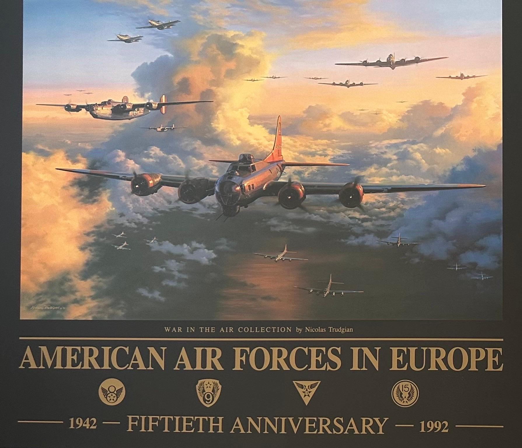 50. Jahrestag der amerikanischen Streitkräfte in Europa Lithographie von Nicolas Trudgian (20. Jahrhundert) im Angebot