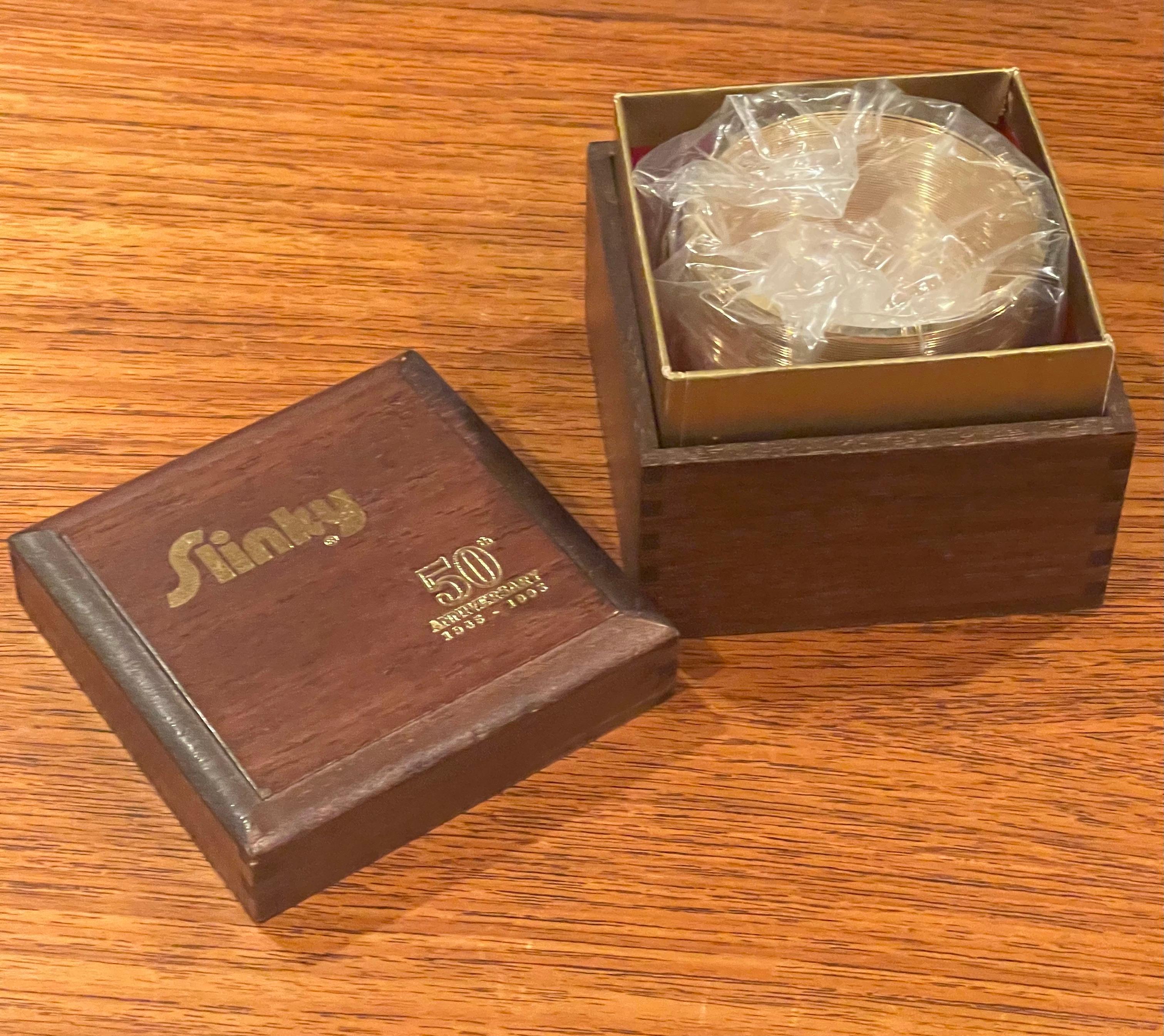 American 50th Anniversary Gold-Plated Slinky Toy in Wood Box
