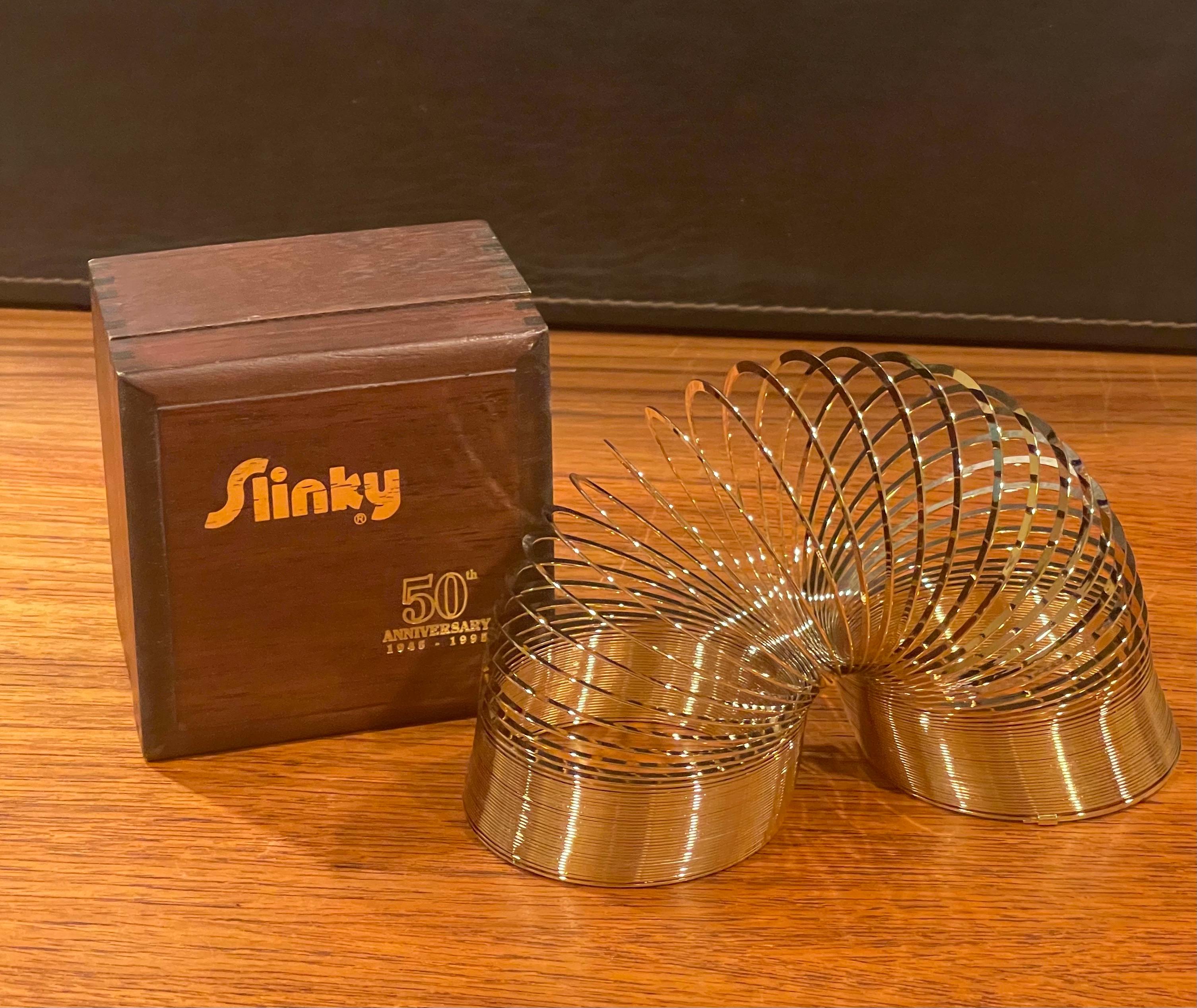 Gold Plate 50th Anniversary Gold-Plated Slinky Toy in Wood Box