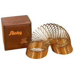 50th Anniversary Gold-Plated Slinky Toy in Wood Box