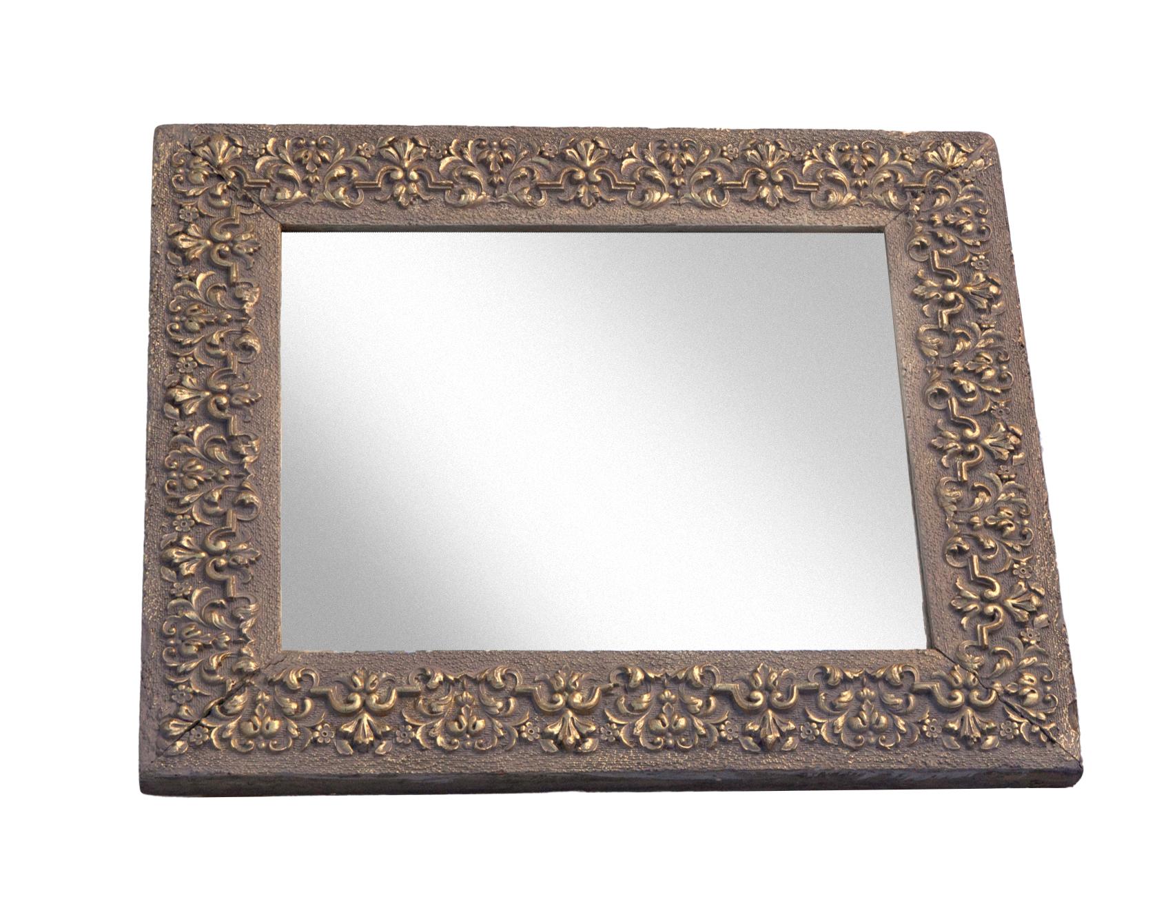 Arts and Crafts Miroir Arts & Crafts en bois gessé en vente