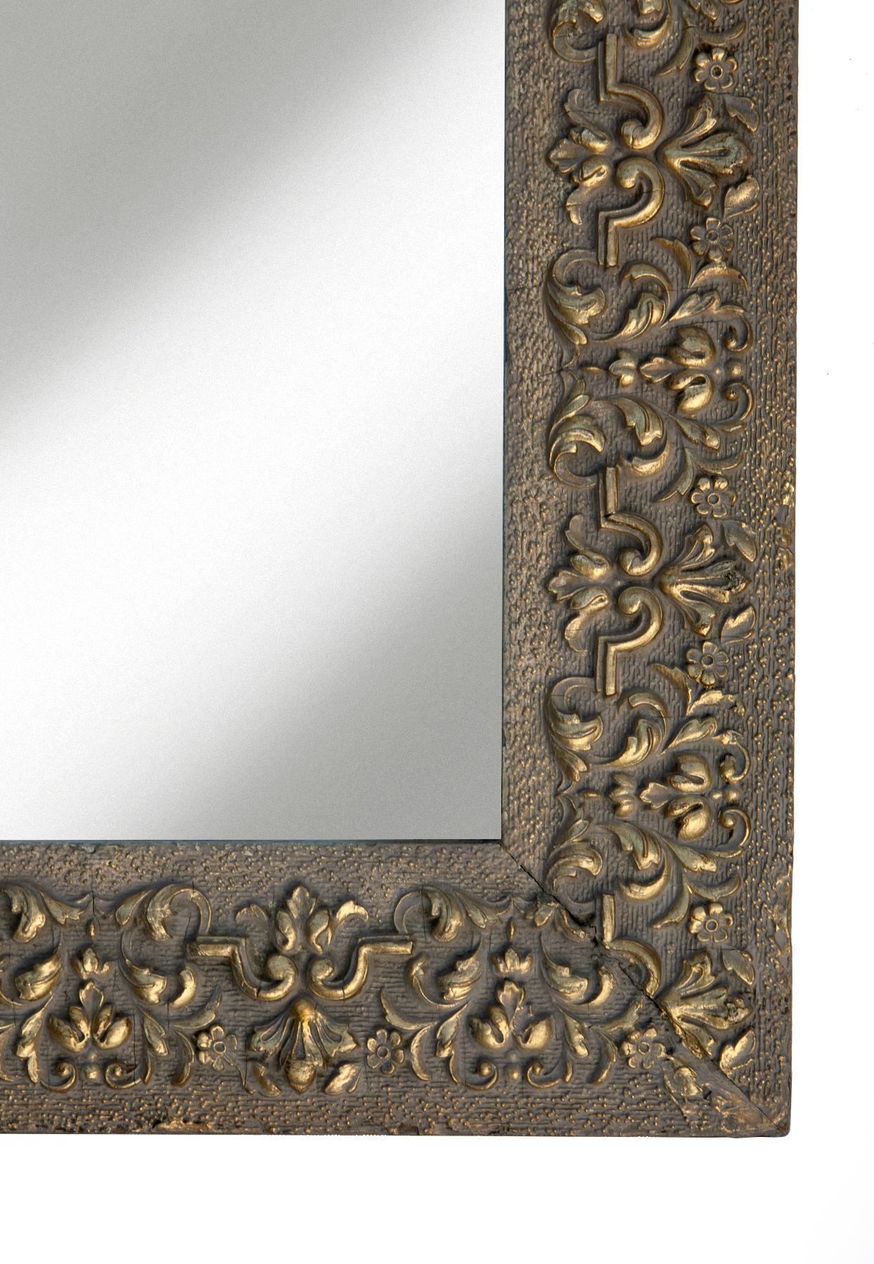 Fait main Miroir Arts & Crafts en bois gessé en vente
