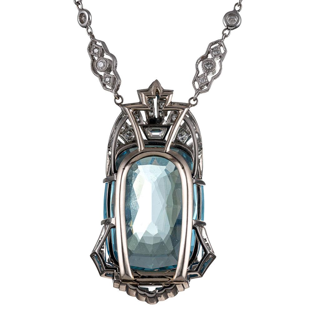51 Karat Aquamarin & Diamant-Halskette im Zustand „Gut“ im Angebot in Carmel-by-the-Sea, CA