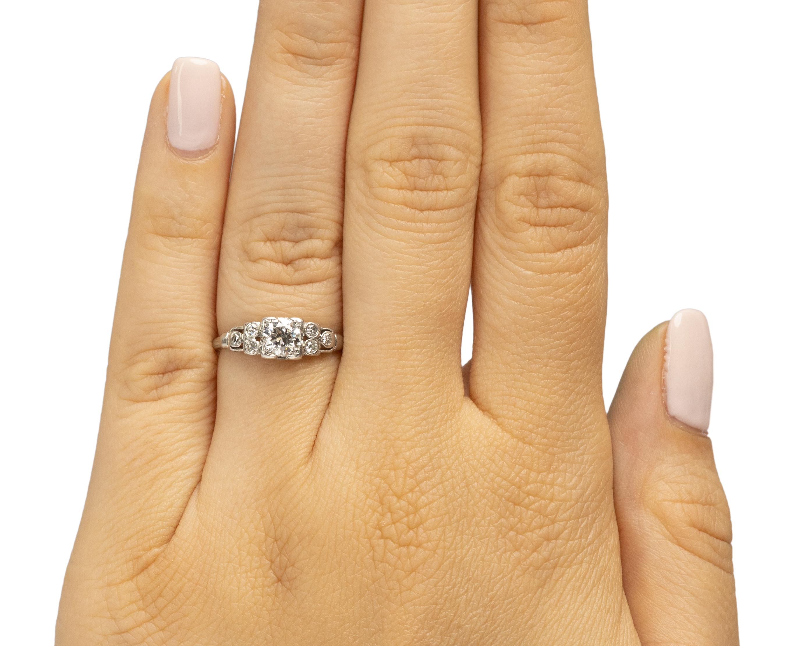 Women's .51 Carat Art Deco Diamond Platinum Engagement Ring For Sale