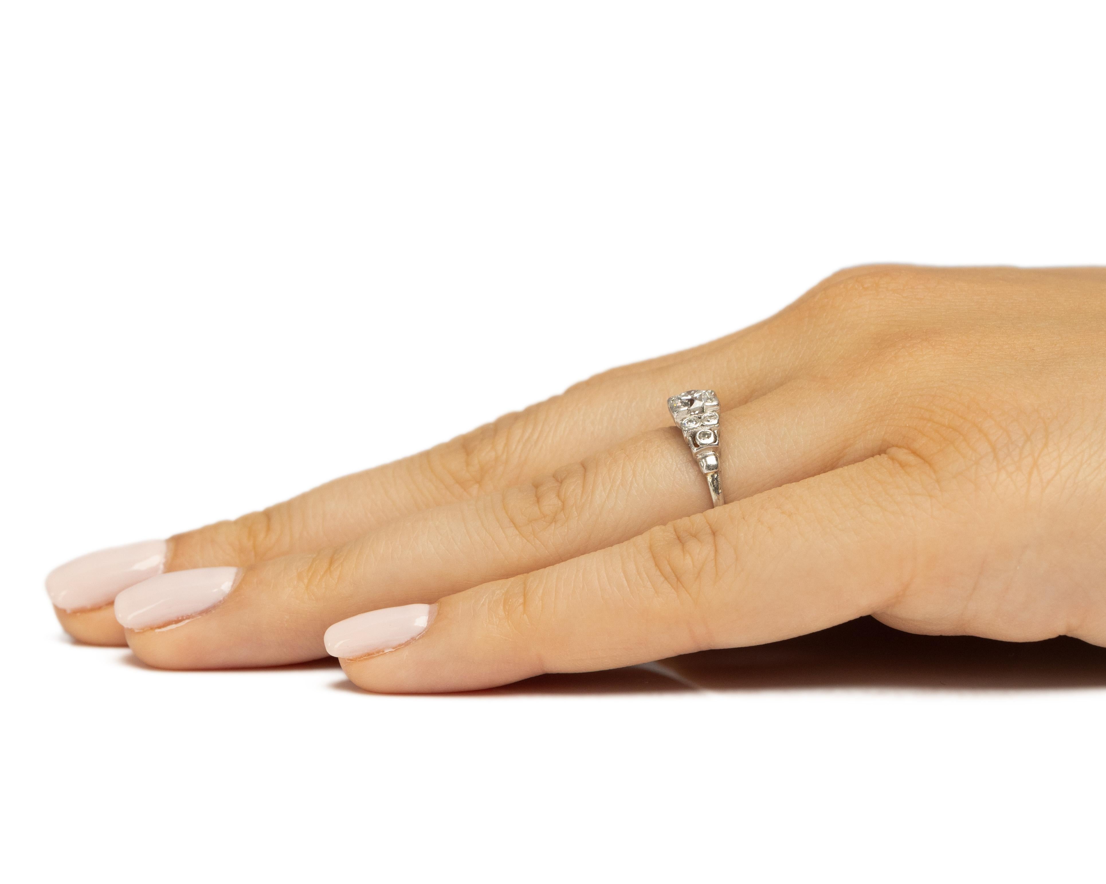 .51 Carat Art Deco Diamond Platinum Engagement Ring For Sale 2