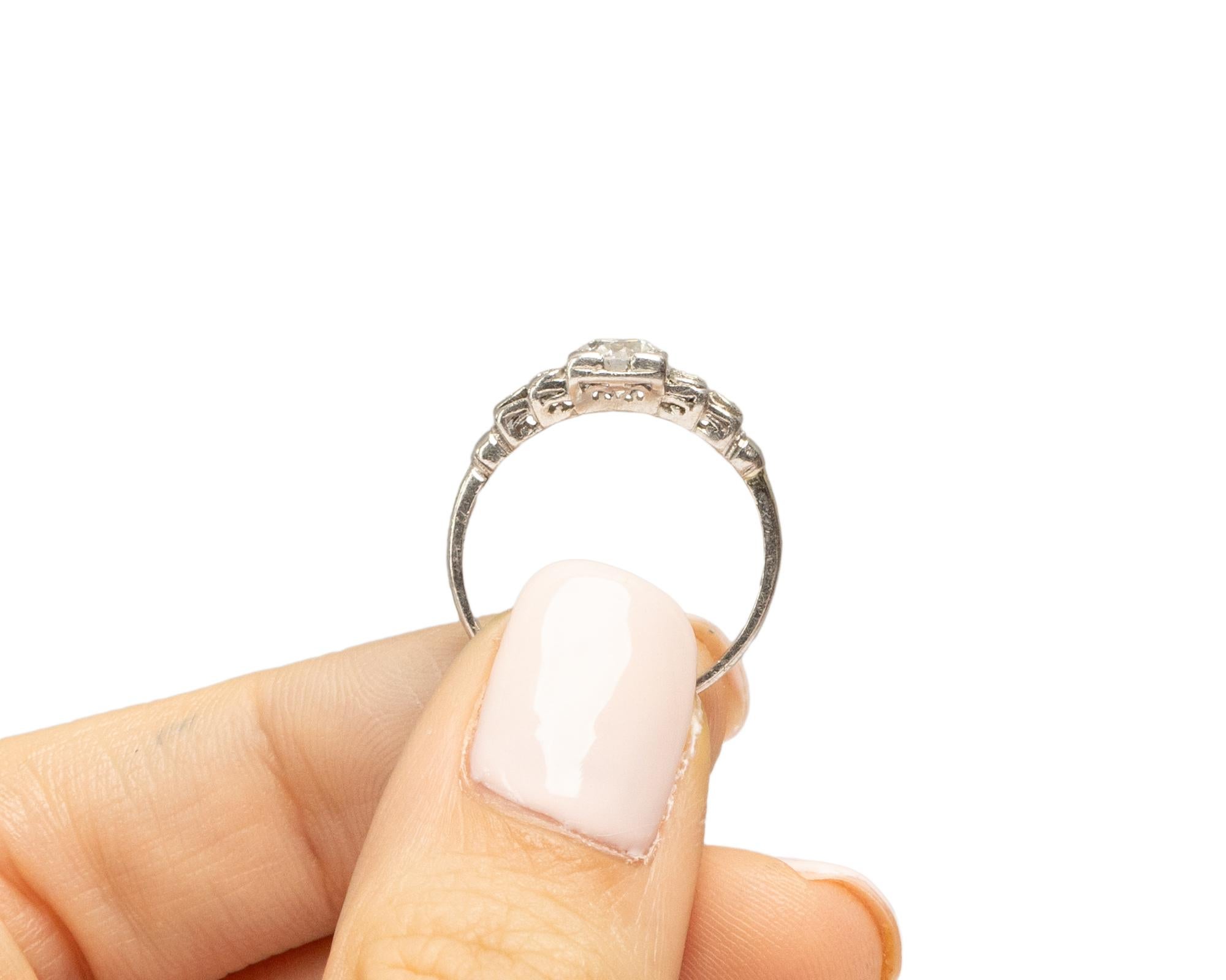 .51 Carat Art Deco Diamond Platinum Engagement Ring For Sale 3
