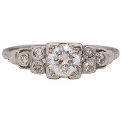 Anello di fidanzamento in platino con diamante Art Deco da .51 carati