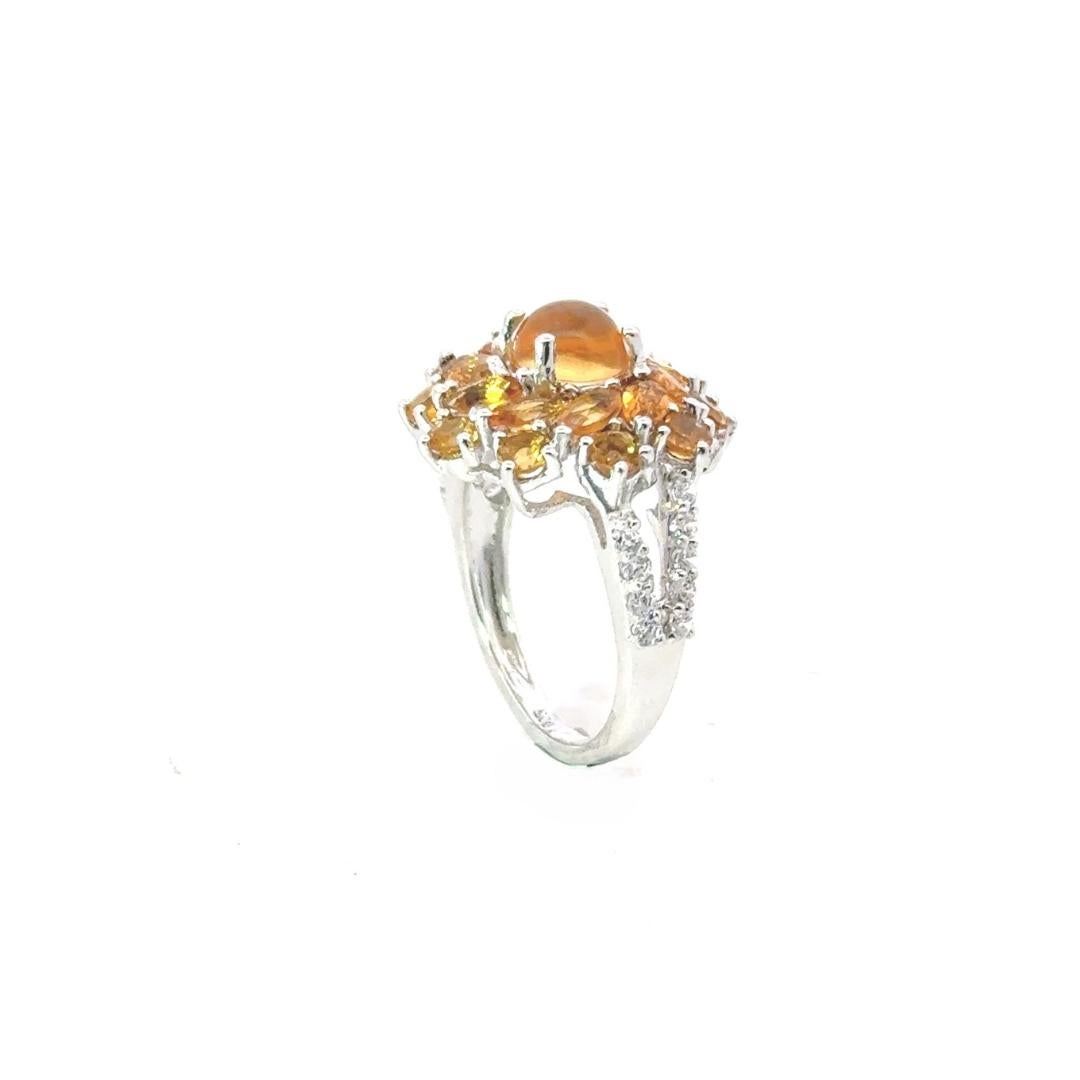 For Sale:  5.1 Carat Citrine Flower Cocktail Ring for Anniversary Gift in 925 Silve 3