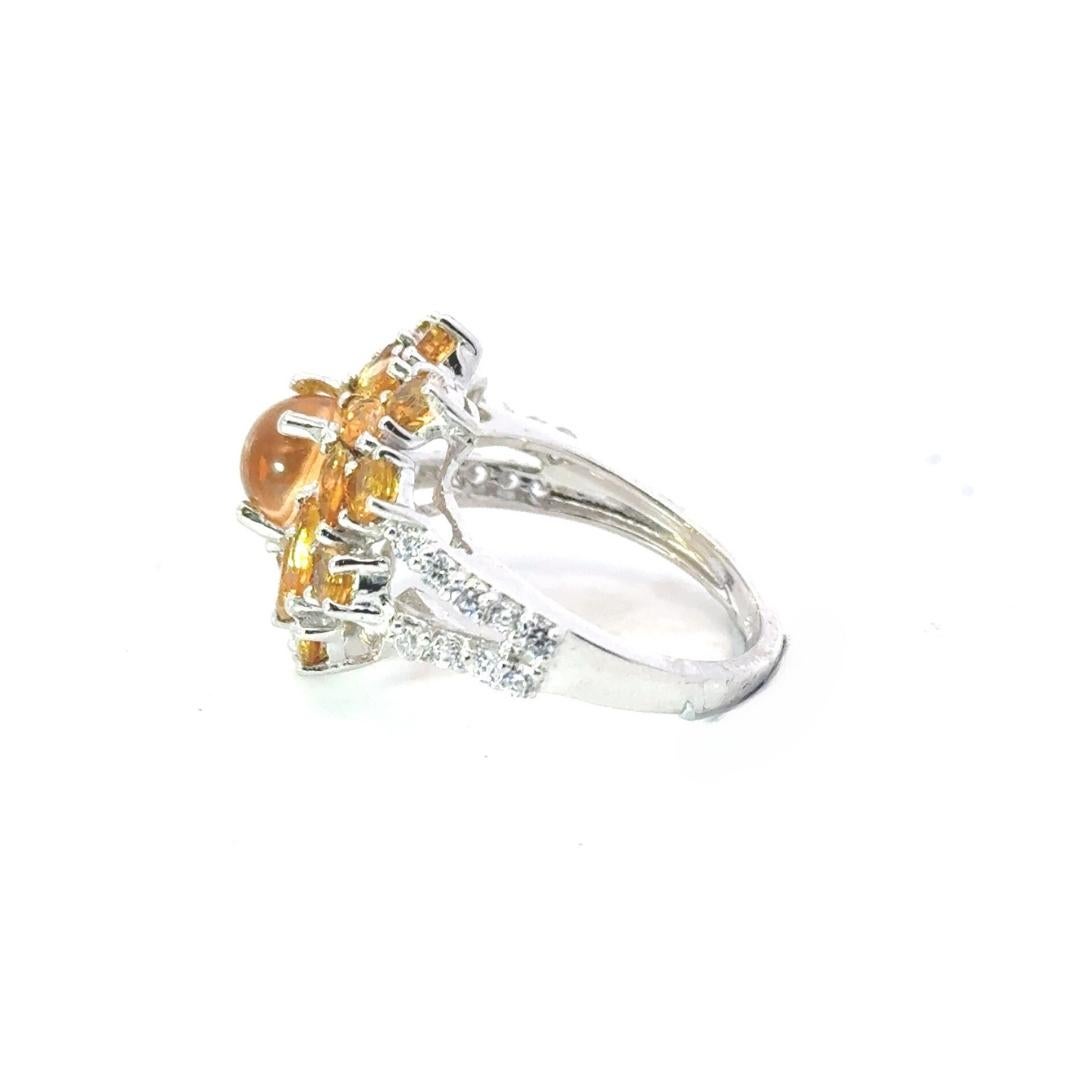 For Sale:  5.1 Carat Citrine Flower Cocktail Ring for Anniversary Gift in 925 Silve 5