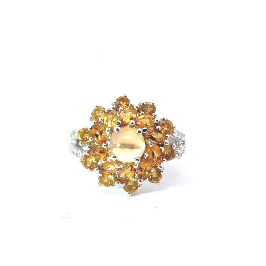 For Sale:  5.1 Carat Citrine Flower Cocktail Ring for Anniversary Gift in 925 Silve 7