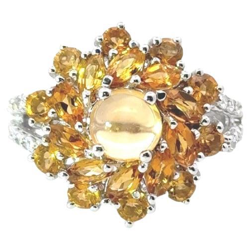 5.1 Carat Citrine Flower Cocktail Ring Made in 925 Sterling Silve Mother Gift