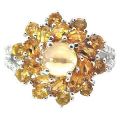 Bague cocktail fleur de citrine de 5,1 carats fabriquée en argent sterling 925 cadeau mère