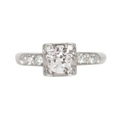 Antique .51 Carat Diamond Platinum Engagement Ring